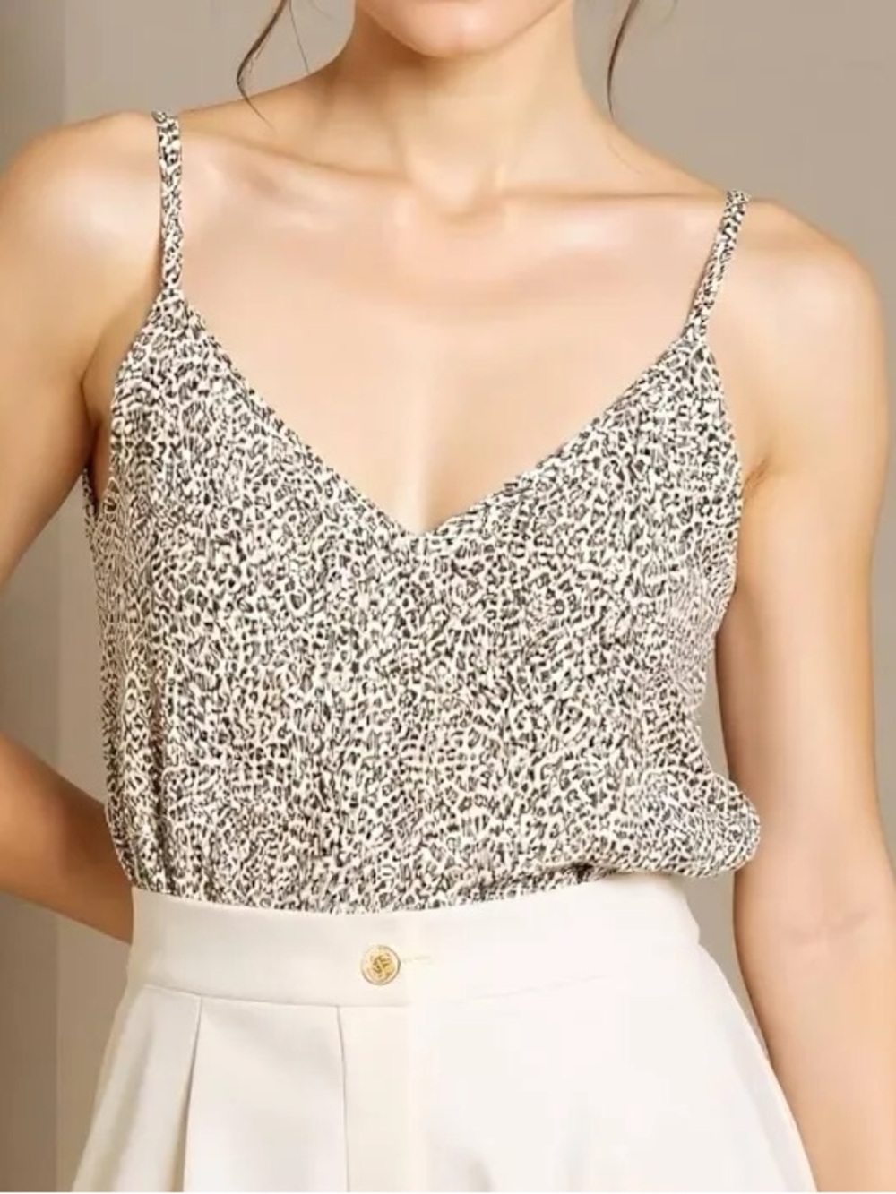 Jenni Kayne Leopard Print V-Neck Cami Top size XS